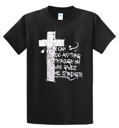 I Can Do Anything Through Him Cross Christian T-Shirt in Black by CROSS