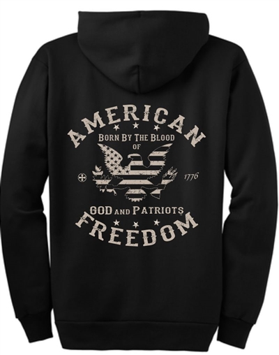 Freedom for Patriots Zipper Hoodie in Black